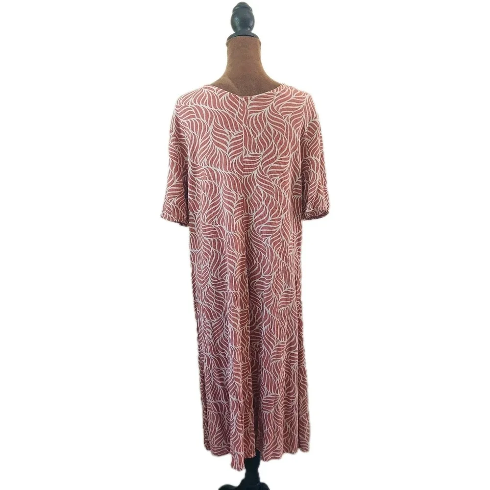 LC Waikiki Grace Dress Size‎ 40 US 8 Crinkle Casual Orange Tropical Lightweight